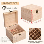 Pure Vie Wooden Essential Oil Storage Box Travel Organizer Case with Bottle Cap Label - Aromatherapy Nail Polish Fragrance Container, Holds 16 Bottle for 5-10ml - Keep Scented Oil Safe & Space Saver