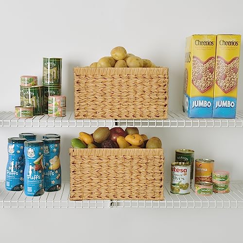 GRANNY SAYS Wicker Storage Baskets, Woven Baskets for Shelves, Waterproof Baskets for Organizing, Wicker Baskets with Handles, 2-Pack - color: Natural, size: 13"L x 8 ¼"W x 7"H