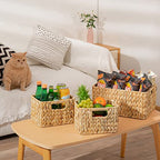 ELONG HOME Wicker Storage Basket, 3 Pack Hand-Knitted Wicker Baskets, Water Hyacinth Storage Baskets with Built-in Handles - color: Hyacinth 3