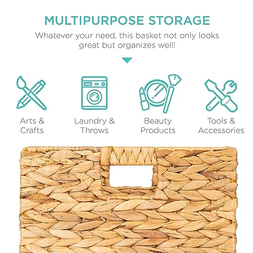 Best Choice Products 13x13in Pack of 5 Cube Storage Baskets, Water Hyacinth Multipurpose Collapsible Organizers, Handwoven Laundry Totes for Laundry, Living Room, Kids Room & Nursery - Natural - color: Natural, size: 13x13in