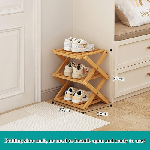 Small Shoe Rack, 3 Tier Portable Folding Shoe Storage Rack, Without Installation, Mini Free Standing Shoe Rack for Camping, Corridors, Bedrooms Living Room Corner and Small Spaces - size: 3 layer
