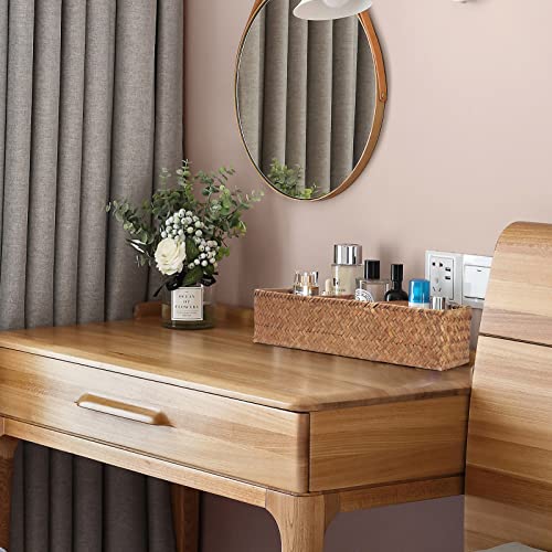 Seagrass Storage Basket 3 Sections Woven Shelf Baskets with Compartment (Natural, 14.6inch x 4.7inch x 3.1inch) - color: Natural 3 Sections without Lid
