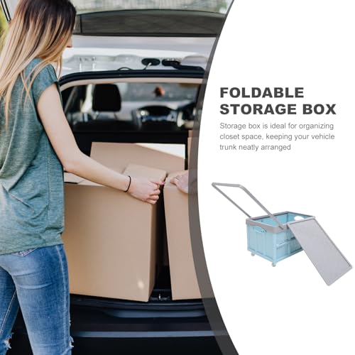 Collapsible Storage Bins with Lids, Folding Plastic Stackable Utility Crates 30L, Plastic Tote Storage Box Container Stackable Folding Utility Crates for Clothes Books Snack Shoe and Grocery Storage - color: Blue