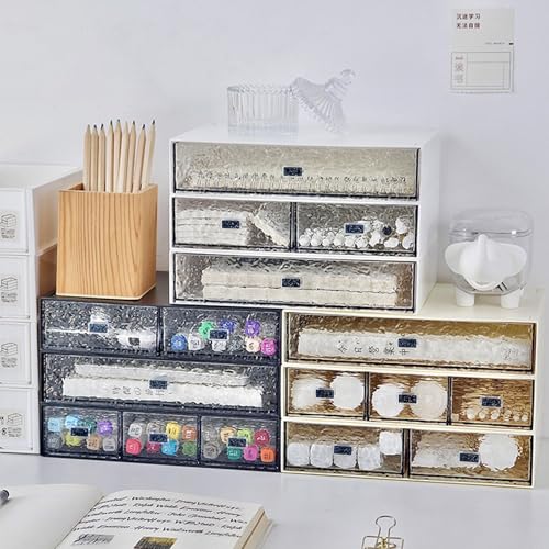 Desk Drawer Organizer, Stackable Office Supplies Desk Organizer, Plastic Plastic Storage Drawer, Desk Grocery Organizer For Stationery/Office Supplies (New White, 3 compartments) - color: New White, size: 3drawers
