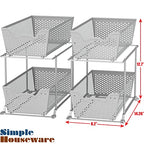 Simple Houseware Cabinet 2 Tier Perforated Basket Drawer, Silver - 2 Pack - color: Silver, size: 2-Pack