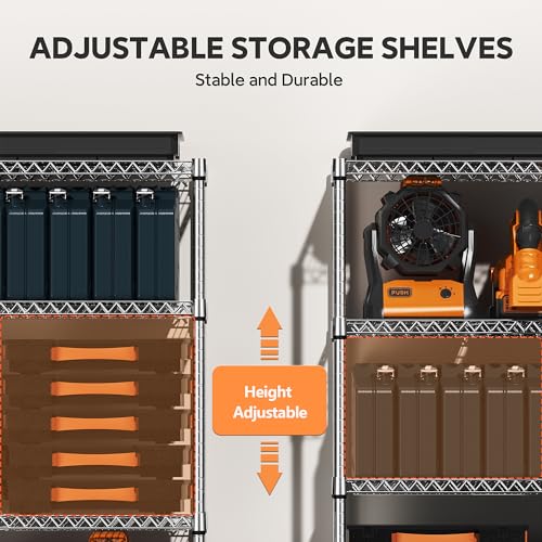 M MZG 4 Tiers Storage Shelves Load 1400LBS, Metal Shelving Wire Metal Shelving Unit Shelves for Storage Adjustable Garage Shelving for Pantry Kitchen Garage Chrome 17.7" D x 47.3" W x 62.7" H - color: Chrome, size: 4 Tiers, 17.7"D x 47.3"W x 62.7"H