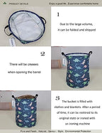 Round Waterproof Laundry Basket,Foldable Storage Basket,Laundry Hampers with Handle,Gift Basket,Suitable for Children's Room and Toy Storage (Blue Dinosaur) - color: Dinosaur