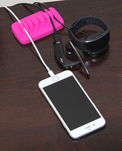 Heaviest Cable Organizer on The Market! Compact and Weighted Desktop Cord Holder and Cable Organizer, Eco-Friendly Silicone, No Bad Smell, Bundled with 4 Reusable Cable Ties! (Fuchsia Pink) - color: Fuchsia Pink, Standard