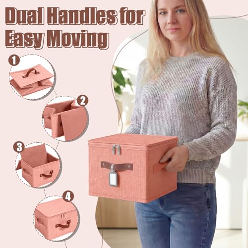 6 Pack Fabric Closet Storage Bins with Zipper Lids and Label, 10×8×7In Large Foldable Linen Decorative Storage Cubes with Leather Handle for Nursery, Pink, Purple, Blue, Green, Yellow, Orange - color: Pink, Purple, Blue, Green, Yellow, Orange, size: 10×8×