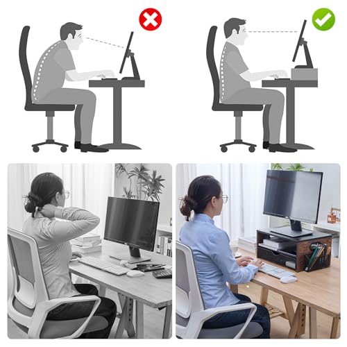 Printer Stand,Desktop Printer Stand with 2-Tier Storage Shelves for Home Office，Desk Organizer with Drawer and 2 Pen Holders for Fax Machine Scanner Files