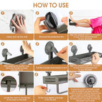 Suction Cup Shower Caddy, 15.7inch Extended Version, with 5 Hooks & Towel Rrack, No Drilling Required, Rust-Resistant Bathroom Shower Organizer (Dark Gray, 2-Pack) - size: 15.7 inches(2-pack US)