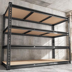 REIBII 48" W Garage Shelving Heavy Duty 2550 LBS Storage Shelves 4 Tier Heavy Duty Shelving, Adjustable Metal Shelves, Industrial Shelf for Garage, Warehouse, Pantry, 48" W x 60" H x 24" D - size: 48" W x 60" H x 24" D