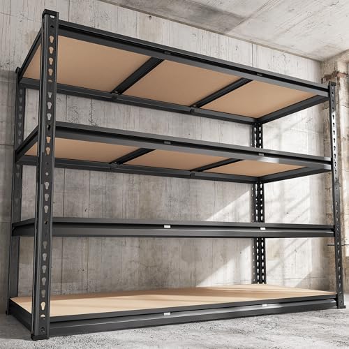 REIBII 48" W Garage Shelving Heavy Duty 2550 LBS Storage Shelves 4 Tier Heavy Duty Shelving, Adjustable Metal Shelves, Industrial Shelf for Garage, Warehouse, Pantry, 48" W x 60" H x 24" D - size: 48" W x 60" H x 24" D