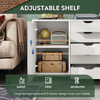 5-Drawer Wood Drawer Cabinet, Office Storage Cabinet with Adjustable Shelf & Wheels, Printer Stand for Home Office, White, 15.7" D x 30.7" W x 25.4" H - color: White