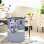 COMSE Extra Large Blanket Basket, Tall Woven Storage Basket, Nursery Hamper, 15.7”x 21.7”, Cotton Rope Laundry Hamper for Toys Clothes Towels, Blend Navy Blue/White - color: Blend Navy Blue & White