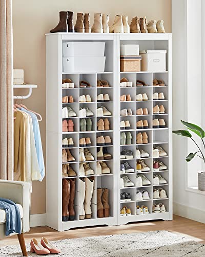 VASAGLE Shoe Storage Cabinet, 10 Tier Shoe Rack Organizer, Holds Up to 30 Pairs of Shoes, for Entryway Bedroom, 12.6 x 24.8 x 73.6 Inches, White ULBS273T14 - color: White, size: 12.6"D x 24.8"W x 73.6"H