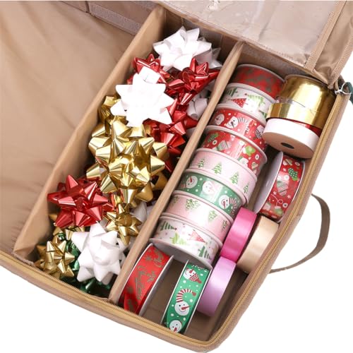Sattiyrch Gift Wrapping Paper Storage containers,600D Oxford Fabric Christmas Ribbon Gift Bag Bows Storage Box,Holds up to 20 Rolls,42"W x 14"D x 5.5"H (Red) - color: Red