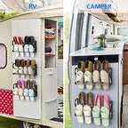 Wall Shoe Rack for RV Shoe Storage, 3 Pack Wall Mounted Shoe Rack with Sticky Hanging Mounts for Camper Small Space Shoe Holder for Door Shoes Organization Shelf No Drilling - style: 3 Pack