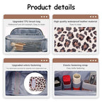 Travel Makeup Bags Organizer for Women: 3 Pcs Set Cosmetic Bag - Large Make up Bag with Compartments - Flat Open Waterproof Leather Toiletry Bags for Skincare, Brushes & Travel Essentials - Beige - color: 02-Beige