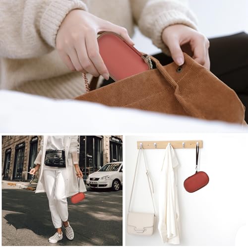 Portable 2 in 1 Contact Lens Case and Glasses Case, Traveling Contact Cases Bag Box Holder with Soak Storage Kit Included Built-in Mirror, Tweezer, Contact Lens Solution Bottle and Hand Strap-Brown - color: Brown