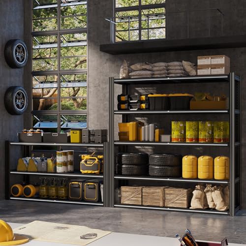 48" W Metal Garage Shelving 5 Tier Storage Shelves Heavy Duty 3030LBS Adjustable Shelf Unit Garage Shelving for Warehouse, Industrial, Basement, 72" H x 48" W x 24" D - color: Black-hidden Hole, size: 48" W x 24" D x 72" H