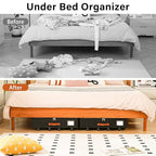 Freebat Under Bed Storage Organizer with Wheels, Underbed Container with Clear Lid Cover, Storage Bag Box with Visiable Window for Clothes, Bedsheet, Pillow, 2 Pack，5.5 inches - size: 5.5 inch