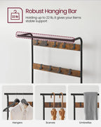 VASAGLE Coat Rack, Hall Tree with Shoe Bench for Entryway, Entryway Bench with Coat Rack, 4-in-1, with 9 Removable Hooks, a Hanging Rod, 13.3 x 28.3 x 72.1 Inches, Rustic Brown and Black UHSR40B - color: Rustic Brown + Black, size: 28.3"W