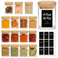ComSaf Spice Jars with Label 4oz 16 Pack, Glass Spice Jars with Bamboo Lid, Mini Seasoning Containers with 54 Black Labels, Stackable for Kitchen, Pantry Organization, Loose Tea, Herbs, Powders, Salt - size: 4oz*16