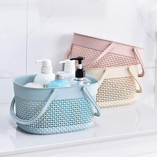 rejomiik Portable Shower Caddy Basket, Plastic Organizer Storage Tote with Handles Toiletry Bag Bin Box for Bathroom, College Dorm Room Essentials, Kitchen, Camp, Gym, Blue - color: Blue, size: 1 pack