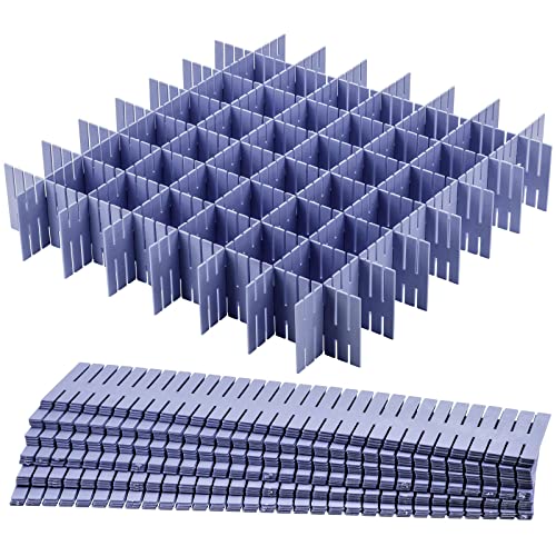 acDesign 40Pcs Grid Drawer Dividers, Adjustable Drawer Organizer for Socks, Underwear, Lingerie, Makeup, Bedroom Office Kitchen Storage (Blue) - color: Blue
