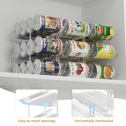 LXLXXL Can Organizer For Pantry Canned Food Goods Organizer For Cabinet Clear Automatic Rolling Can Storage Organizer Pantry Holders Rack, Holds Up to 36 Cans - size: 3Tier*3
