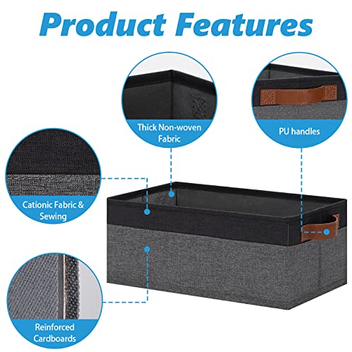 GhvyenntteS Small Fabric Storage Bins with Handles 6 Pack, 11.8" x 7.87" x 5.11" Storage Baskets for Shelves, Baskets for Organizing Clothes Underwear Socks Hats DVDs (Grey/Black) - color: Grey&Black, size: Small-11.8"x 7.87"x 5.11"-6pcs