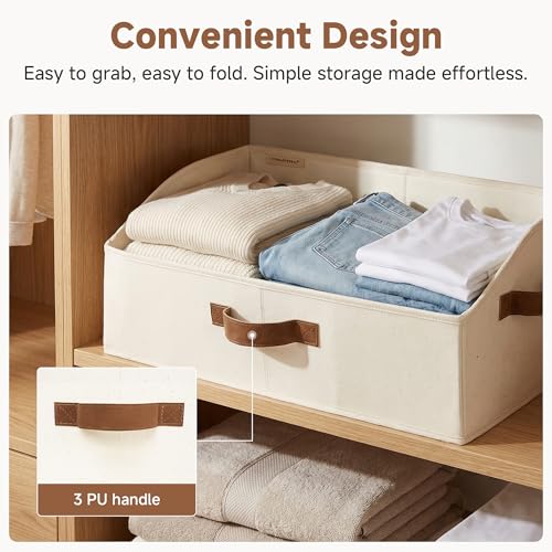 StorageWorks Closet Organizers and Storage, Trapezoid Storage Bins, Fabric Clothes Closet Bins, Storage Baskets for Shelves, Toys, Towels, Large, Ivory White, 3-Pack - color: Ivory White, size: Large
