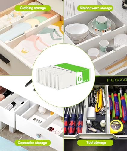 Adjustable Non-Slip Drawer Organizer – Versatile Storage Tray for Kitchen, Wardrobe & Office, 11.6" to 17" Length, Durable ABS & Silicone Base, Easy Assembly
