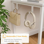 DLisiting White Computer Desk with Hutch & Drawers - 47 Inch Modern Study Writing Office Desk with 3 Storage Drawers and Power Outlets for Bedroom Home Office - color: White