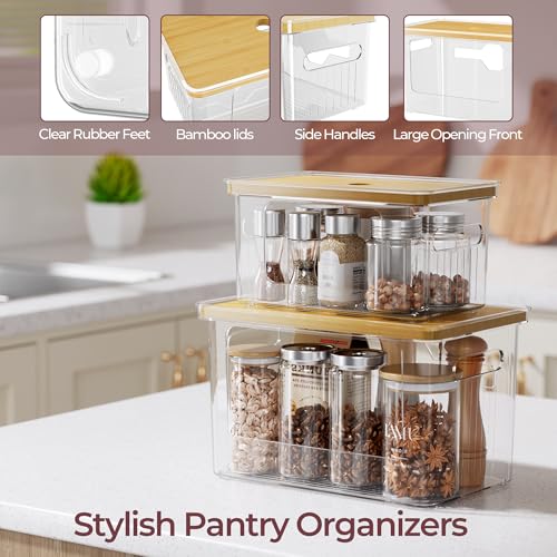 Delamu Acrylic Trash Bag Holder, 2 Pack (XL+S) Stackable Garbage Bag Dispenser, Clear Organizer Bins for Under Sink Organization, Pantry Storage, Cabinet, Kitchen, Laundry, Bathroom - size: XL+S-2 Pack