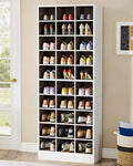 Tribesigns 10-Tier Shoe Storage Cabinet, White and Brown Wooden Shoe Rack with 30 Cubbies, Freestanding Tall Entryway Shoe Organizer for Closet, Entryway, Living Room - color: White & Brown