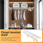 BAOYOUNI Tension Shelf Adjustable Closet Rod Space Saving Wardrobe Clothes Dividers Ivory, 33.07-46.26 Inches - size: (33.07-46.26) IN