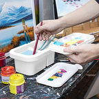 MyLifeUNIT Paint Brush Cleaner, Paint Brush Holder and Organizers with Palette for Acrylic, Watercolor, and Water-Based Paints (White) - color: White