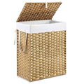 DUMOS Woven Laundry Basket with Lid, 90L Large Capacity Hamper, Removable & Machine-Washable Liner, Foldable Rattan Clothes Hamper, Sturdy Steel Frame, Odor Control, Goose Yellow - color: Goose Yellow, size: 90L