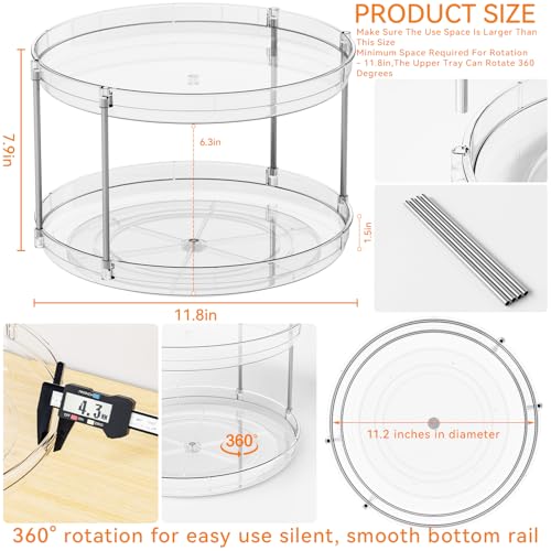 2 Tier Lazy Susan Turntable for Cabinet,Countertop,Pantry,12"W Spinning Seasoning Organizer,Double Rotating Kitchen Spice Rack Organizer and Condiments,Medicine,Vitamin Bottle Organizer Carousels,2Pc - size: 12"W-2Tier-2 Pack