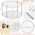 2 Tier Lazy Susan Turntable for Cabinet,Countertop,Pantry,12"W Spinning Seasoning Organizer,Double Rotating Kitchen Spice Rack Organizer and Condiments,Medicine,Vitamin Bottle Organizer Carousels,2Pc - size: 12"W-2Tier-2 Pack