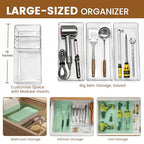21 PCS Clear Plastic Drawer Organizer Set with 15 Inch Extra Long Bins, 5 Sizes Acrylic Makeup Organizer and Storage Trays, Non Slip Dividers for Vanity, Kitchen and Office - style: 21pcs with 15inches organizer