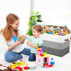 Mayniu Toy Box Storage Chest with Divider, Large Sturdy Toy Bin Organizer Basket with Lid for Kids, Boys, Girls, Nursery, Living Room, Bedroom, Playroom, Closet, 25"x13" x16"(Gradient Grey) - color: Large Gradient Grey