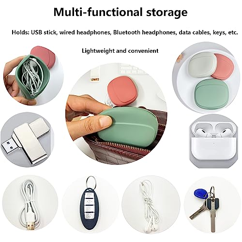 Silicone Headphone Organizer-Data Cable Storage Case-Mini Key Box-Portable Wired Headphone Organizer(Red-Grey-Green-3PCS) - color: Red-Grey-Green