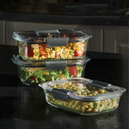 Rubbermaid Brilliance Glass Food Storage Containers, Assorted Sizes, Set of 9, BPA-Free, Leak-Proof, Clear - size: Assorted Sizes (18-Piece)