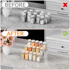 Yieach 2 Pack Tiered Spice Rack Organizer for Cabinet,Pantry,3 Tier Clear Acrylic Spice Rack Organizer & Holder,Step Shelves for Vitamin,Medicine Bottle,Jar,Can,Condiment Organizer and Seasoning Shelf