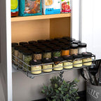 Pull-Out Cabinet Spice Rack Organizer - Slim Slide-Out Storage for Spices, Bottles & Jars, Premium Heavy-Duty Steel, Easy Install for Narrow Kitchen Cabinets - 14 ⅜ W x 10 ⅜ D x 2 ¾ H, Chrome - size: 14 Inch - Single