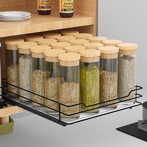 BOIVSHI Pull Out Spice Rack Organizer for Cabinet, Heavy Duty Slide Out Spice Rack Organizer for Kitchen Cabinets and Pantry, Fits Spices, Sauces, Canned Food (8.5''Wx10.5''Dx2.5''H) - size: 1 Tier,8.5''Wx10.5''Dx2.5''Hspices rack,