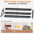 3-Tier Spice Rack Organizer for Kitchen Cabinet or Pantry, 16"-29" Expandable Spice Organization Shelf, Seasoning Organizer, Metal Display Shelf, Slip-Resistant Design for Jars and Bottles, Black - size: Small-Black- Fits 9.25" Deep Cabinet